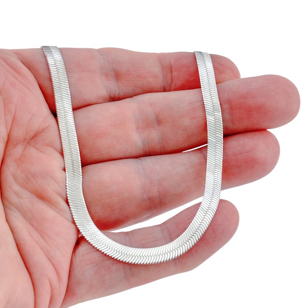 Vintage Italy Sterling Silver 925 Herringbone Chain Necklace 20"